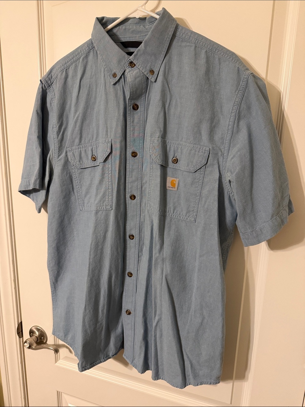 Carhartt Light Blue Short Sleeve Button-Down Work Shirt